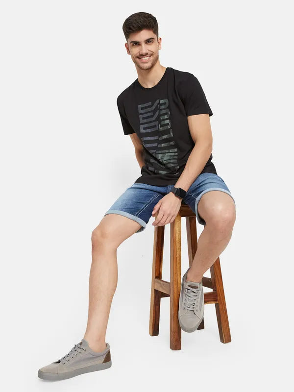 Classic black shorts for men with versatile design for any casual or formal setting-Basic Denim Long Shorts