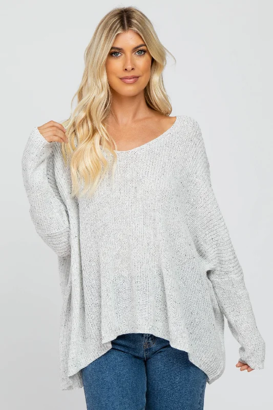 Knitted Sweaters for Traditional Style -White Speckled Oversized Sweater