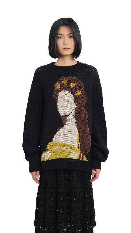 Solid Color Sweaters for Simple Elegance -Queen Sisi Portrait Sweater