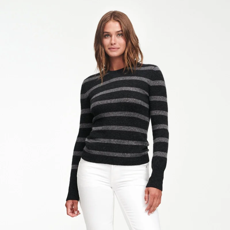 Halloween Sweaters for Spooky Theme -Cashmere Striped Crewneck Sweater