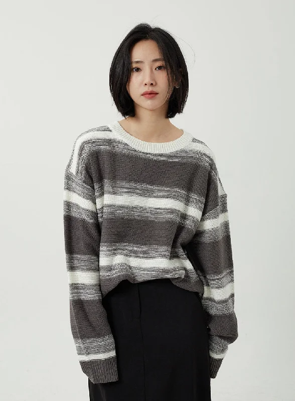 Modern - Design Sweaters for Trendy Fashion -Stripe Oversized Sweater OJ313