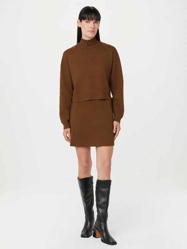 Cuffed - Sleeve Sweaters for Neat Appearance -The Compact Mockneck Sweater in Tiramisu