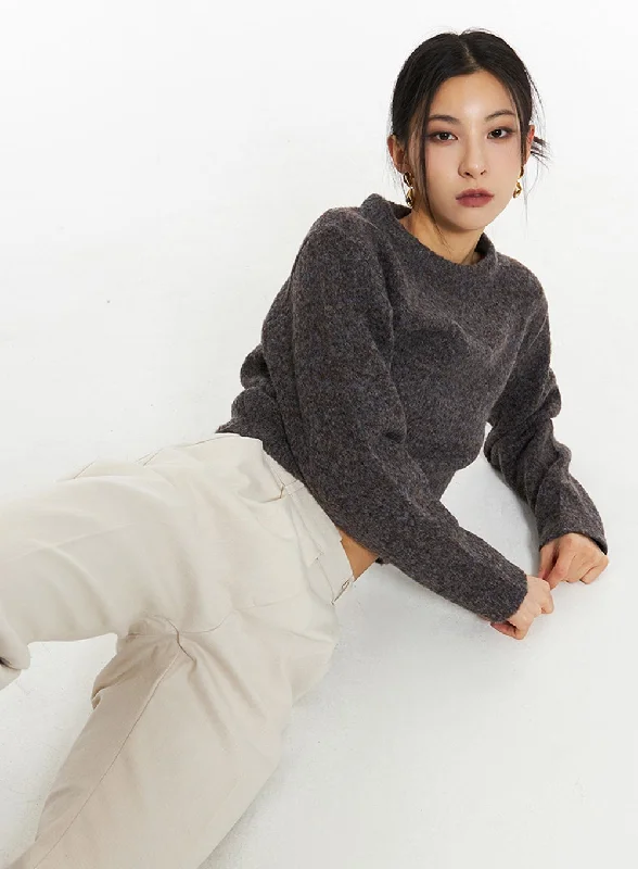 Long - Sleeve Sweaters for Full Coverage -Crew Neck Knit Sweater IN308