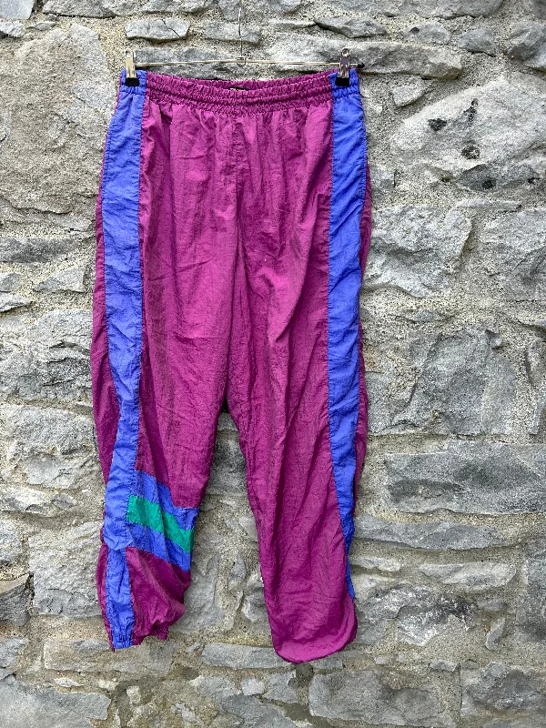 Trendy striped shorts for women with bold lines for a chic and stylish outfit-80s Pink&purple shell pants Large