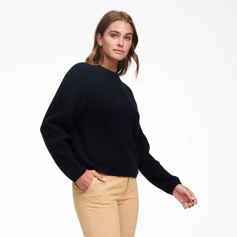 Side - Slit Sweaters for Stylish Detail -Cashmere Ribbed Mockneck Sweater