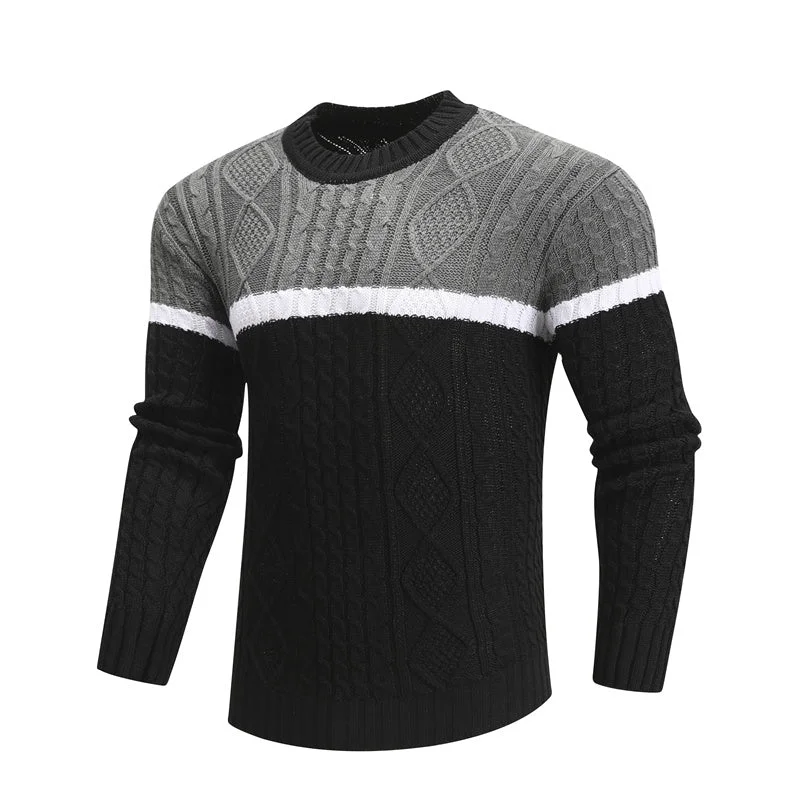 Regular - Fit Sweaters for Standard Size -Men Casual Knitted Soft Cotton Sweaters Pullover Men Winter New Fashion Striped O-Neck Sweater