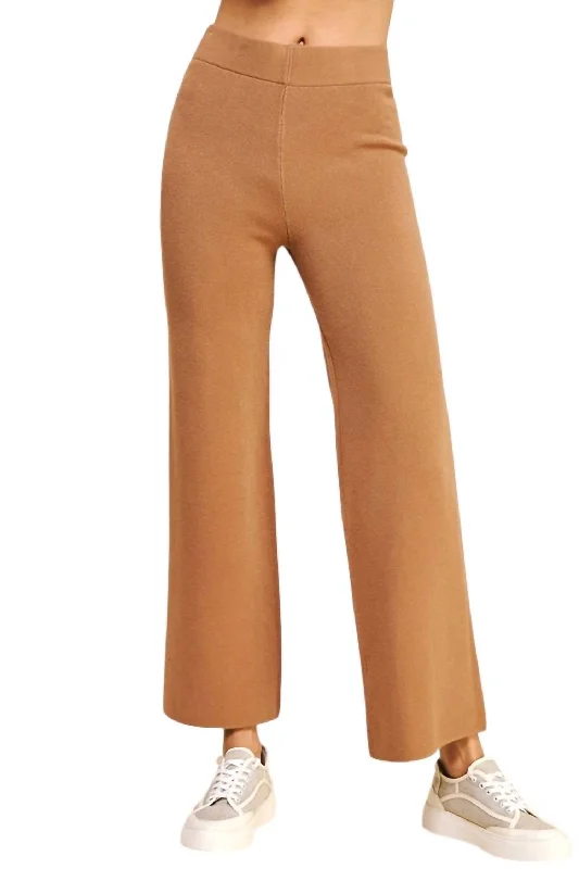 Party - Wear Sweaters for Special Occasion -Straight Leg Sweater Pants In Camel