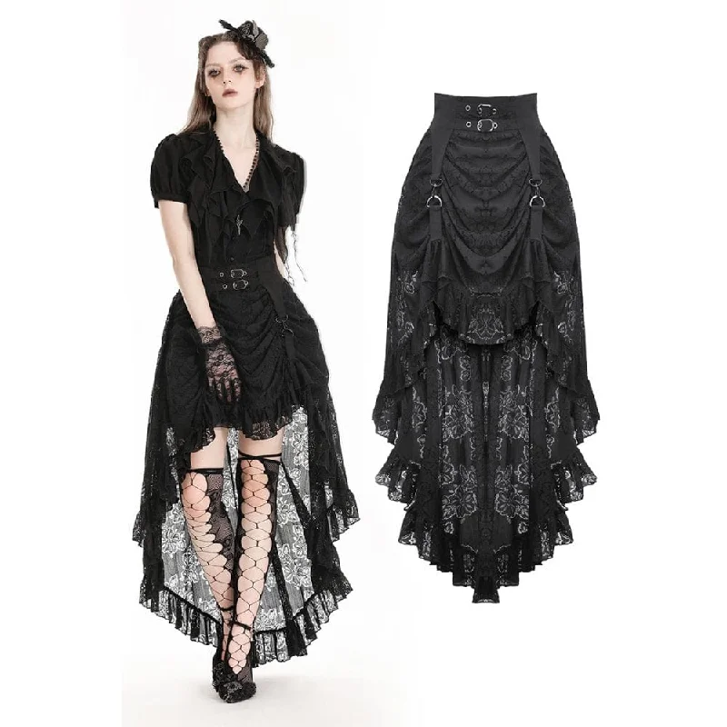 Wrap skirts with tie-front detail charm -Women's Gothic High/Low Lace Skirt