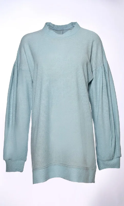 Belted Sweaters for Defined Waist -Sweater Serenity: Unwind in Korean Knitted Comfort (Serenity Blue)