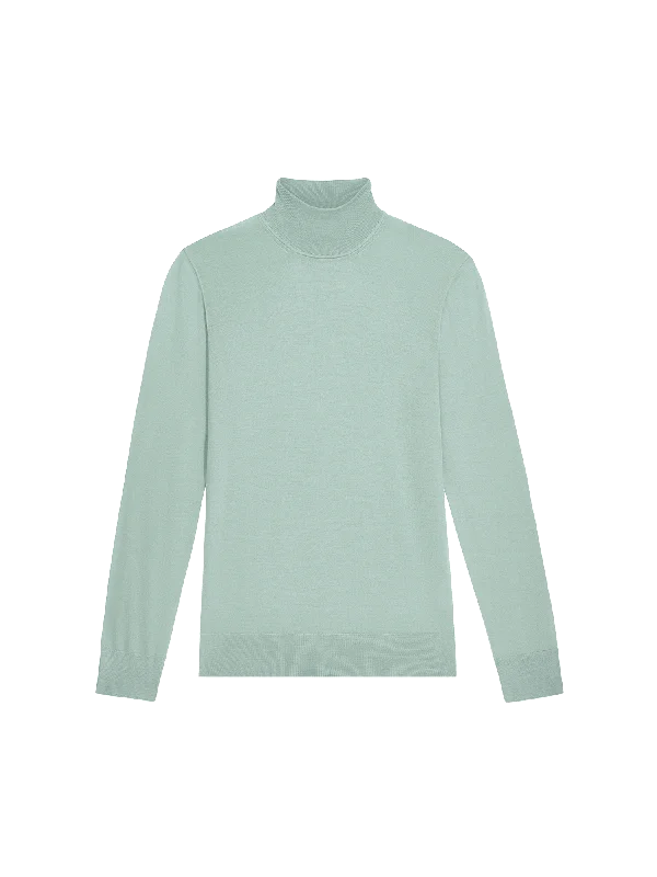 Modern - Design Sweaters for Trendy Fashion -Women’s Regenerative Merino Wool Turtleneck Sweater—eucalyptus blue