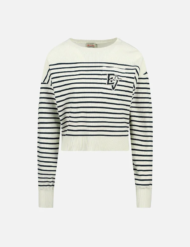 Sustainable Sweaters for Ethical Fashion -Logo Badge Pocket Stripe Sweater