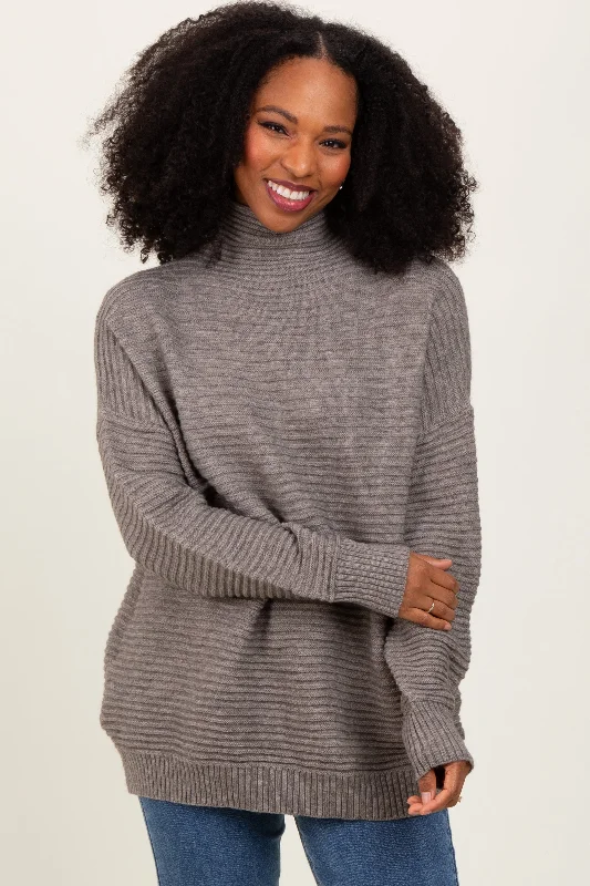 Off - Shoulder Sweaters for Sexy Look -Grey Turtleneck Sweater