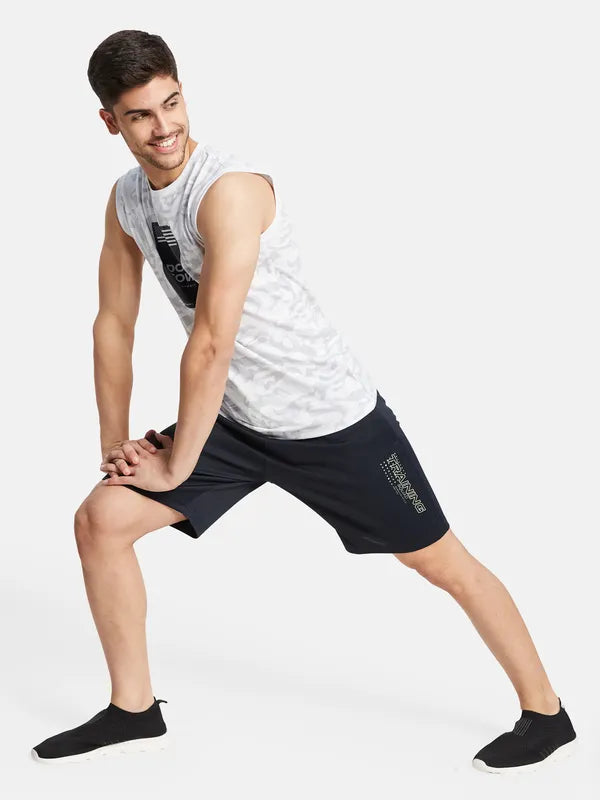 Best athletic shorts for men with moisture-wicking and quick-drying features-Regular Fit Shorts With Reflective Typographic Print