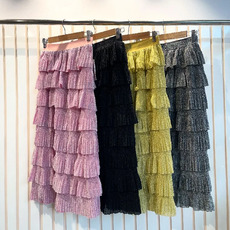 Bold skirts with metallic shimmer finish -Skirt