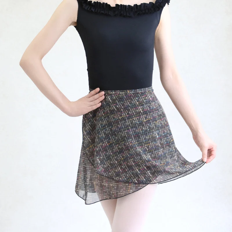 High-waisted mini skirts for retro vibes -MD327 Tweed Print Skirt #186