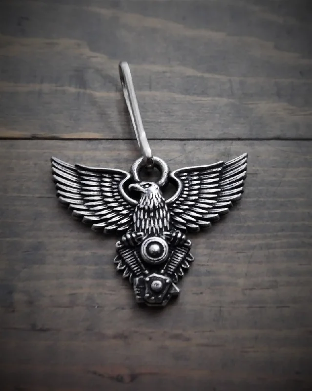 Necklaces and pendants with love knot designs for a romantic, meaningful symbol-BZP-23 Eagle V-Twin Zipper Pull