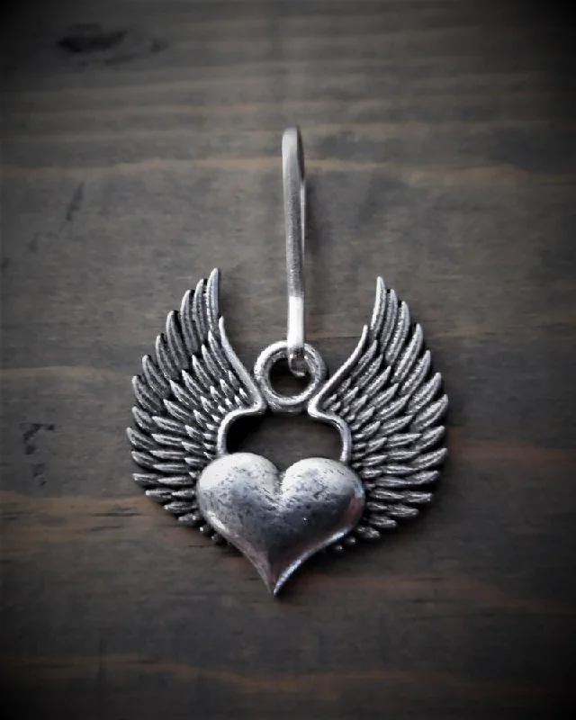 Necklaces and pendants with leaf-shaped designs for an earthy, organic feel-BZP-31 Heart Wing Zipper Pull