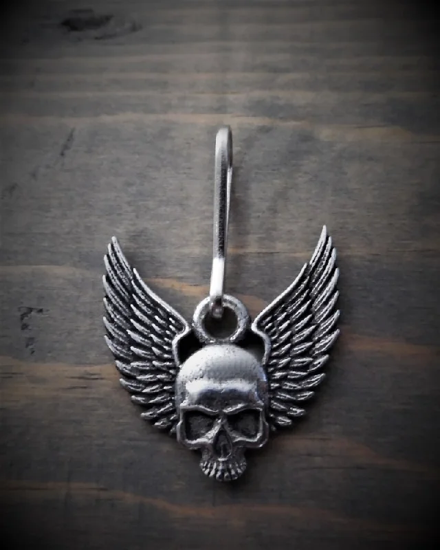 Stunning necklaces and pendants with turquoise and gold for a vibrant, earthy look-BZP-34 Skull Upwing Zipper Pull