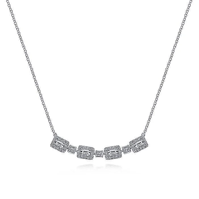 Best necklaces and pendants with emerald gemstones for a rich, sophisticated design-Gabriel & Co. - 14k White Gold Rectangular Diamond Fashion