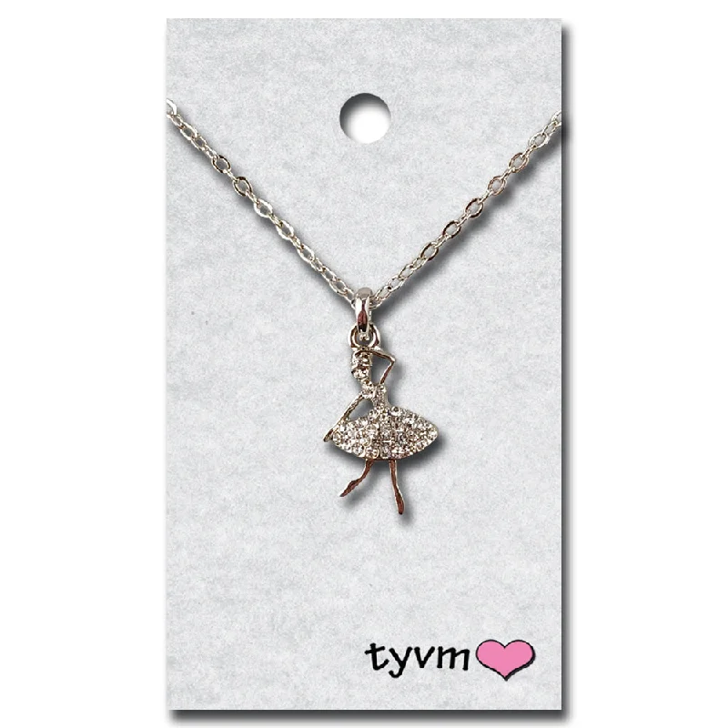 Best necklaces and pendants with black diamonds for an edgy, bold statement-79820 Crystal Silver Ballerina Necklace