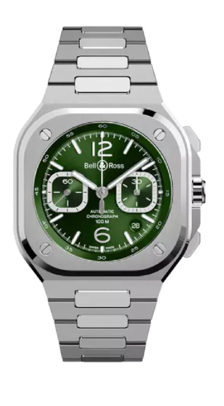 Necklaces and pendants with lotus flower designs for a spiritual, peaceful vibe-Bell&Ross BR 05 CHRONO GREEN STEEL