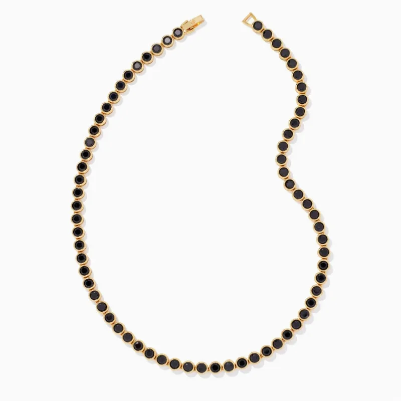 Simple necklaces and pendants with bar pendants for a sleek modern design-Kendra Scott-Carmen Gold Tennis Necklace in Black Spinel 9608803037