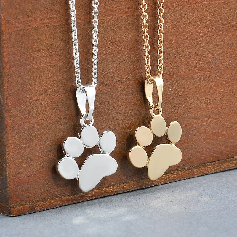 Stunning necklaces and pendants with aquamarine stones for a serene effect-Cute Pets Dogs Footprints Paw Chain Necklace