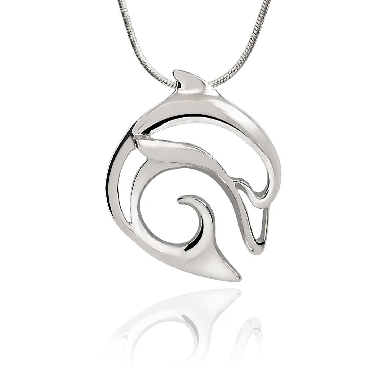 Best necklaces and pendants with butterfly pendants for a delicate, light style-Dolphin Pendant Necklace Sterling Silver- Ocean Theme Jewelry, Gifts for Dolphin Lovers, Sea Life Jewelry, Gifts For Divers