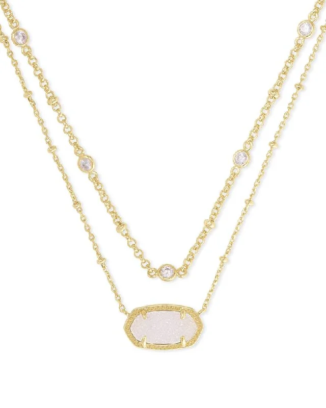 Best necklaces and pendants with adjustable chains for a customizable fit-KENDRA SCOTT ELISA GOLD MULTI STRAND NECKLACE IN IRIDESCENT DRUSY 4217707118