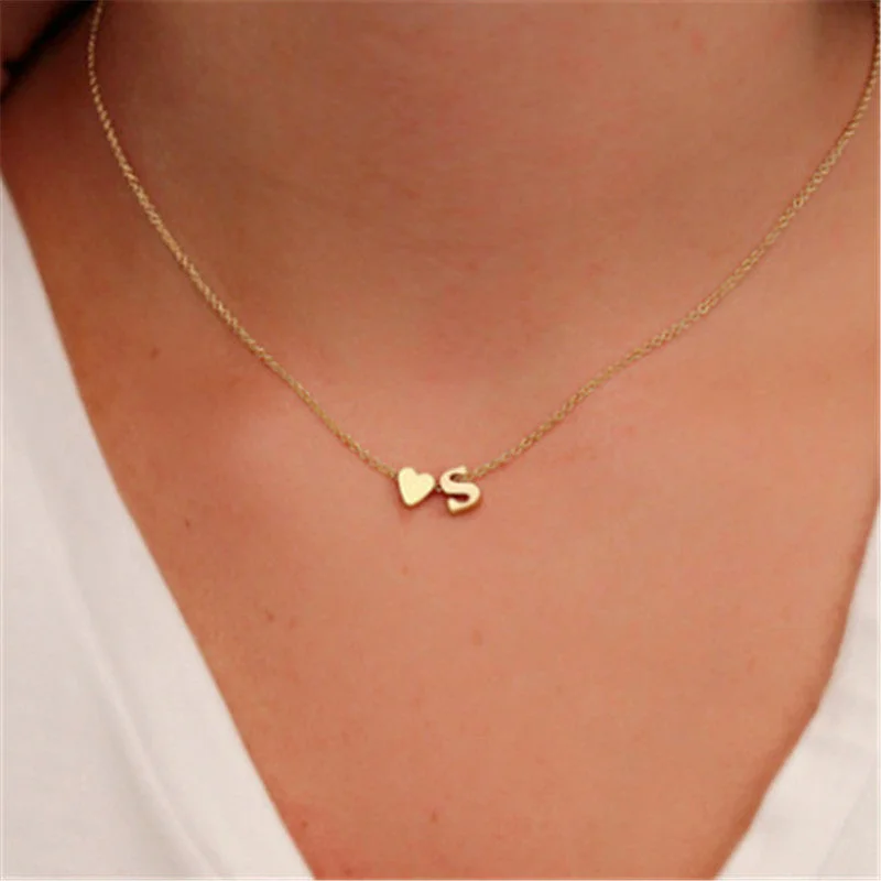 Stunning necklaces and pendants with birthstone pendants for a personal touch-Fashion Tiny Dainty Heart Initial Necklace