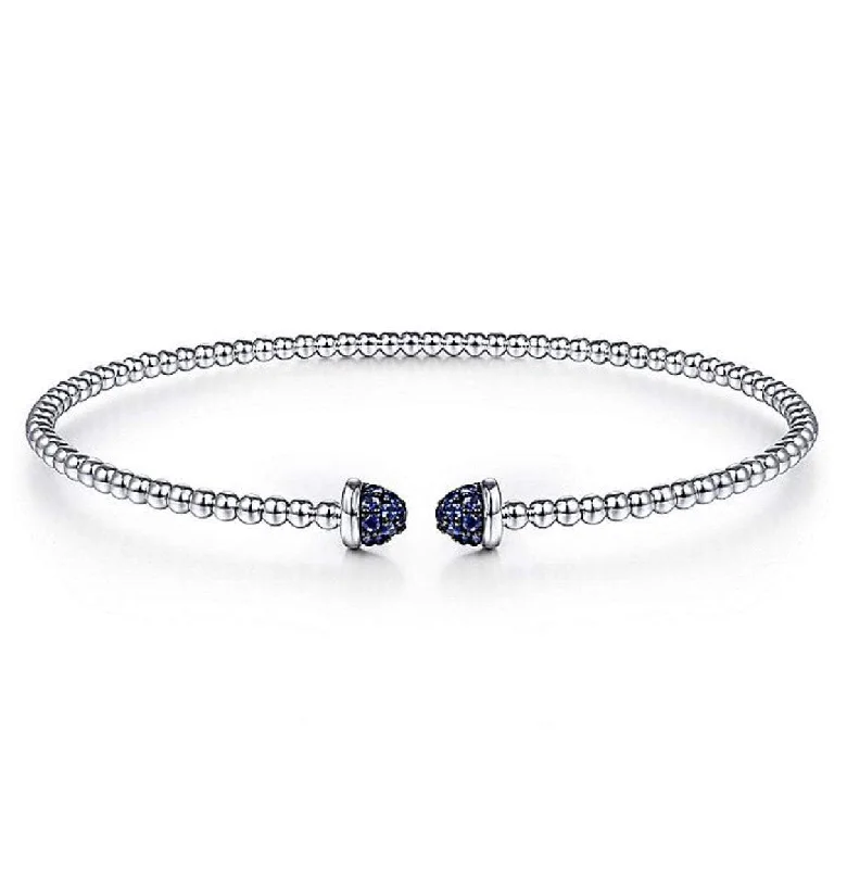 Simple necklaces and pendants with tiny charms for a delicate and casual vibe-Gabriel & Co-14 K White Gold Bujukan Cuff Bracelet with Sapphire Pavé Caps