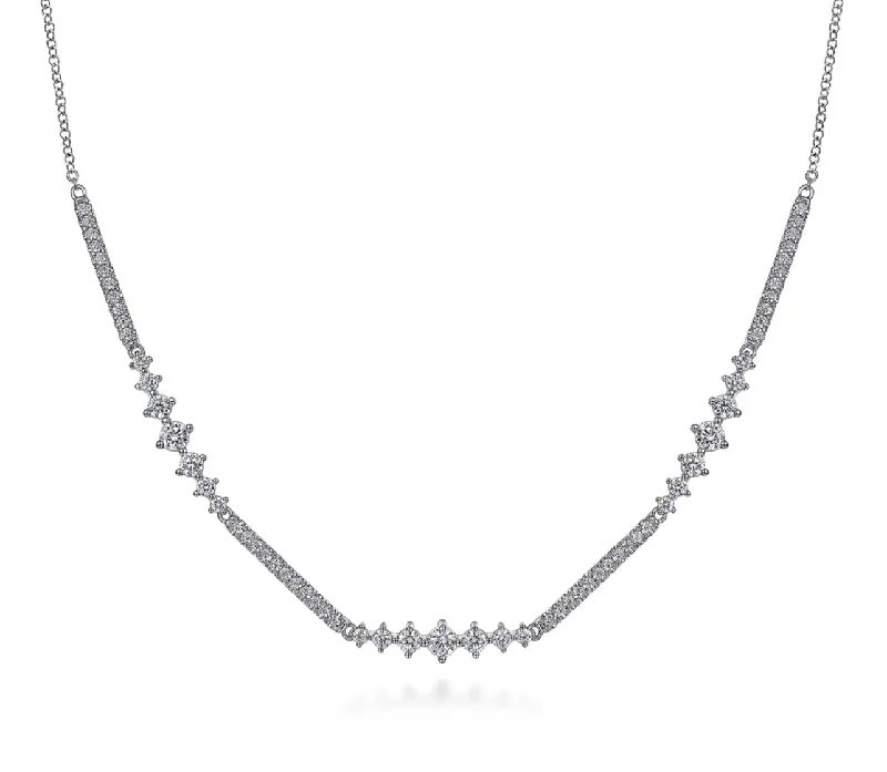 Personalized necklaces and pendants with coordinates for a meaningful location-based gift-Gabriel & Co.- 14K White Gold Diamond Necklace  NK6954W45JJ