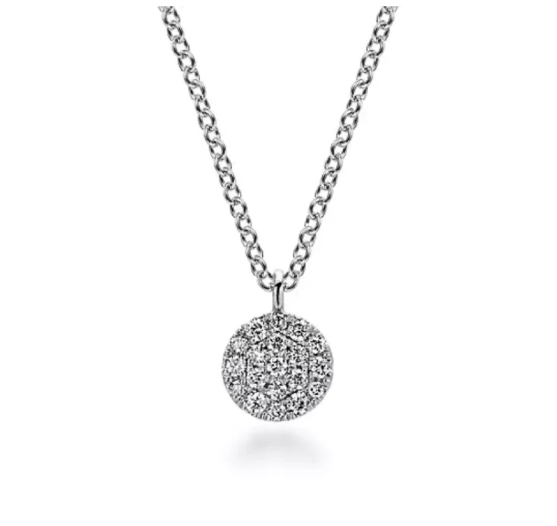 Best necklaces and pendants with butterfly pendants for a delicate, light style-Gabriel & Co. -14K White Gold Round Pavé Diamond Disc Pendant Necklace  NK5332W45JJ