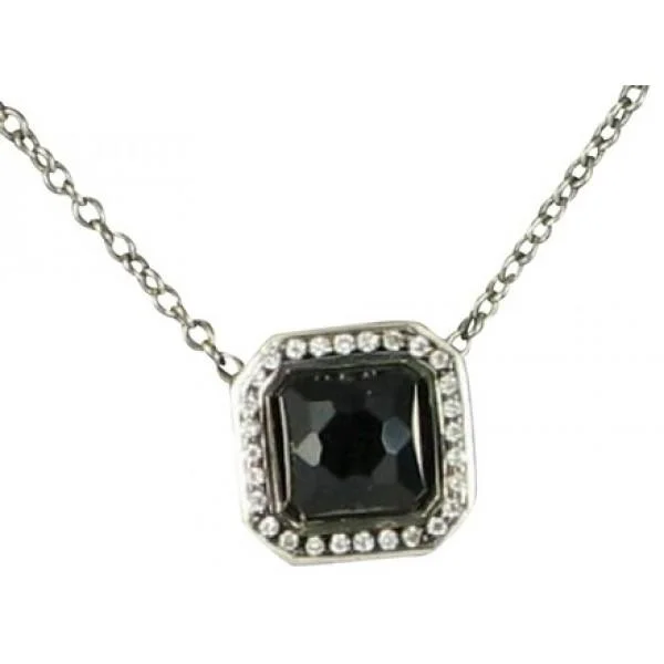 Stunning necklaces and pendants with birthstone pendants for a personal touch-IPPOLITA BLACK ONYX STERLING SILVER STELLA 0.11CTS DIAMONDS SQUARE NECKLACE