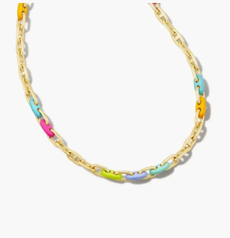 Best necklaces and pendants with matching earrings for a coordinated, elegant look-Kendra Scott-Bailey Gold Chain Necklace in Rainbow Multi Mix 9608850955