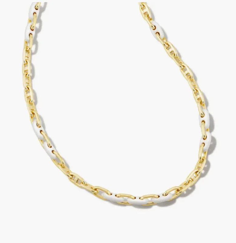 Stunning necklaces and pendants with aquamarine stones for a serene effect-Kendra Scott-Bailey Gold Chain Necklace in White Mix 9608851425