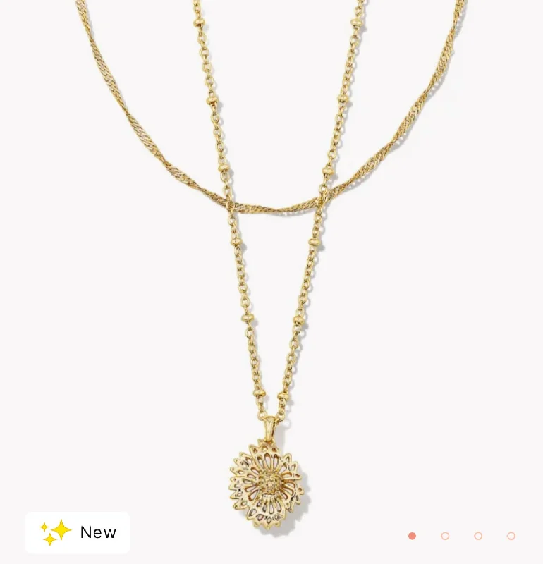 Unique necklaces and pendants with custom birthstone arrangements for personalization-KENDRA SCOTT- Brielle Multi Strand Necklace in Gold- 9608851075