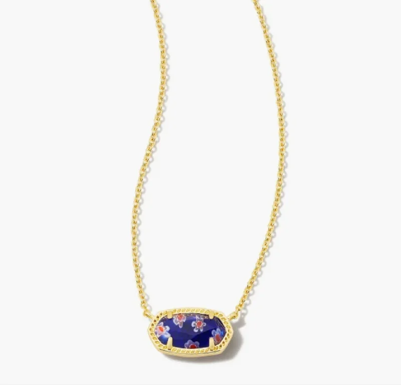 Best necklaces and pendants with cubic zirconia for a budget-friendly dazzling effect-Kendra Scott-Elisa Gold Pendant Necklace in Cobalt Blue Mosaic Glass 9608853027