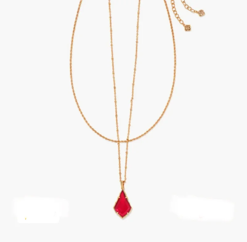 Best necklaces and pendants with floral designs for a feminine and elegant feel-Kendra Scott-Faceted Alex Gold Convertible Necklace in Cranberry Illusion 9608802913