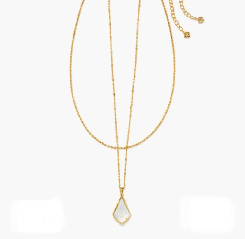 Best necklaces and pendants with gemstone clusters for a bold and colorful effect-Kendra Scott-Faceted Alex Gold Convertible Necklace in Ivory llusion 9608802916