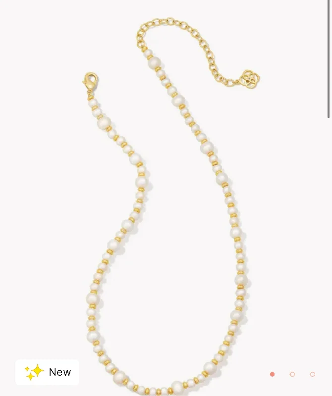 Best necklaces and pendants with black diamonds for an edgy, bold statement-Kendra Scott- Jovie Gold Beaded Strand Necklace in White Pearl- 9608851891