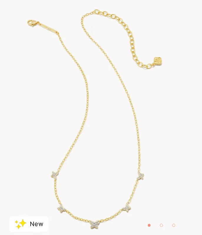 Best necklaces and pendants with silver chains for a sleek, timeless look-KENDRA SCOTT- Lillia Crystal Butterfly Gold Strand Necklace in White Crystal - 9608803537