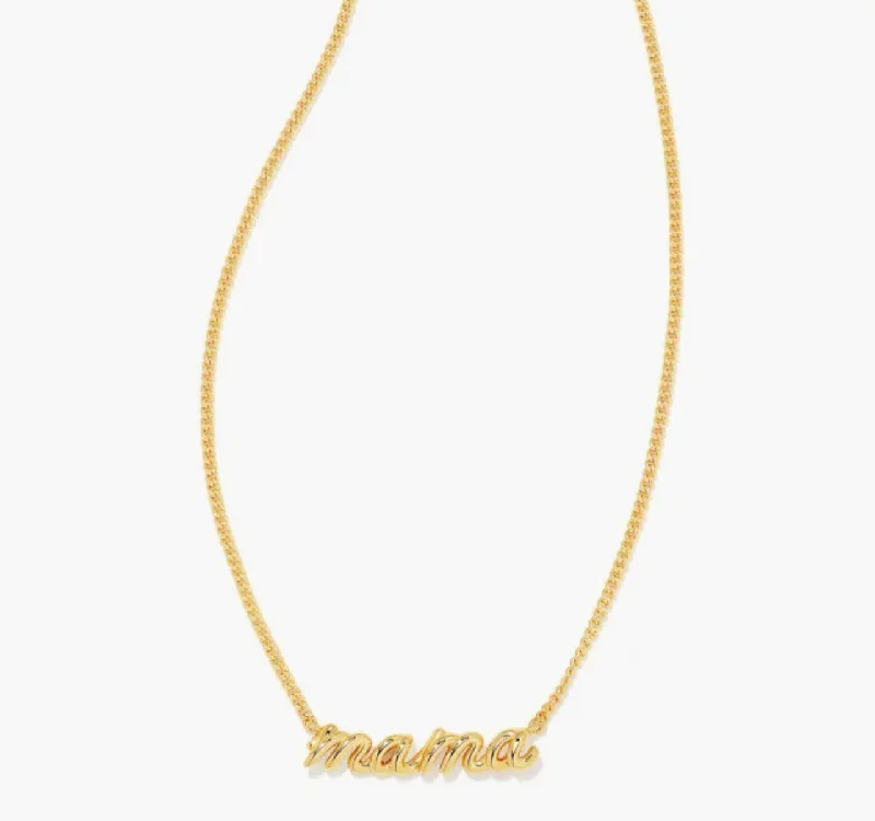 Beautiful necklaces and pendants with geometric shapes for a modern, artistic design-KENDRA SCOTT- Mama Script Pendant Necklace in Gold - 9608803545