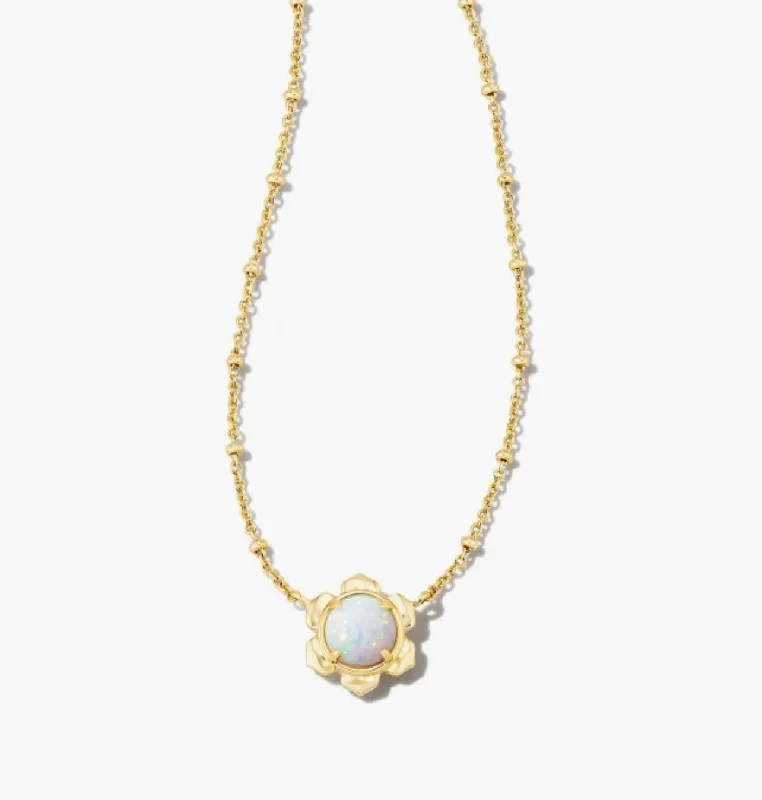 Best necklaces and pendants with heart-shaped lockets for a sentimental keepsake-Kendra Scott-Susie Gold Short Pendant Necklace in Bright White Kyocera 9608853094