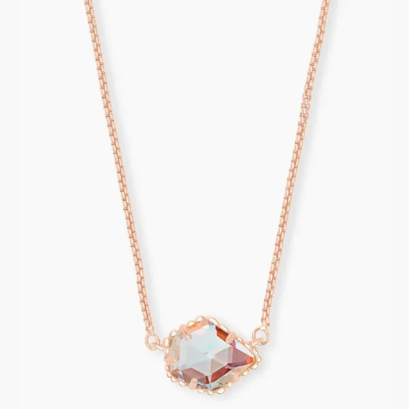 Unique necklaces and pendants with tree of life motifs for nature-inspired elegance-Kendra Scott-Tess Rose Gold Pendant Necklace in Dichroic Glass 4217704130