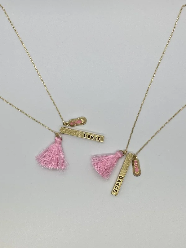 Necklaces and pendants with custom engravings for a personal, meaningful gift-Kids 14" Dance Bar with Tassel