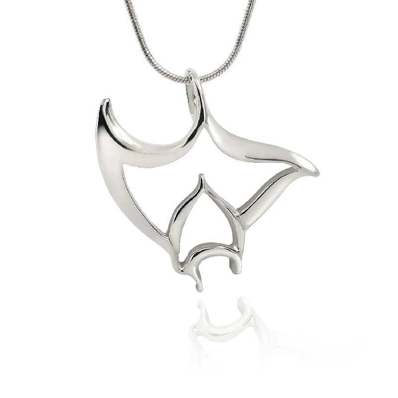 Beautiful necklaces and pendants with diamond halo settings for extra brilliance-Manta Ray Necklace for Women Sterling Silver- Stingray Necklace for Women | Sterling Silver Stingray Necklace | Stingray Jewelry | Manta Ray Pendant