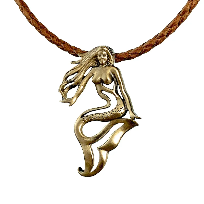 Elegant necklaces and pendants with infinity symbols for timeless designs-Mermaid Jewelry for Women Solid Bronze- Mermaid Necklaces for Women, Mermaid Gifts for Adults,Bronze Mermaid Necklace, Little Mermaid Gift Ideas