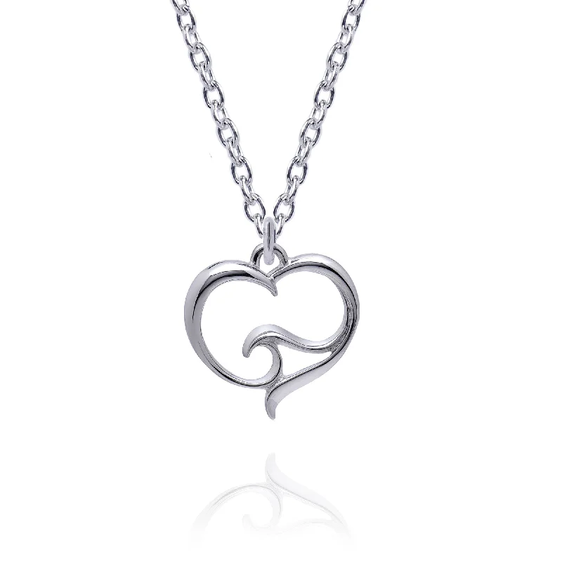 Best necklaces and pendants with sterling silver for an affordable yet stylish choice-Ocean Wave Necklace Sterling Silver- Heart of the Ocean Pendant, Ocean Lover Gifts, Sea Life Jewelry