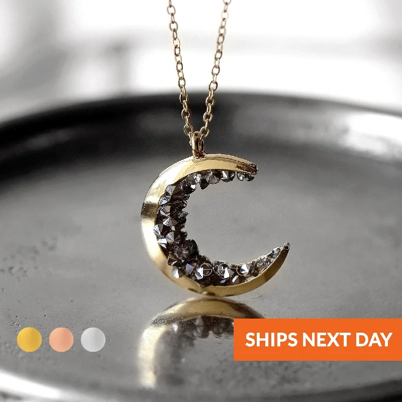 Best necklaces and pendants with infinity hearts for a romantic, eternal symbol-Ready to Ship Crystal Necklace For Women Birthday Gift For Her Celestial Moon Necklace Gothic Handmade Jewelry Halloween Gift for Her